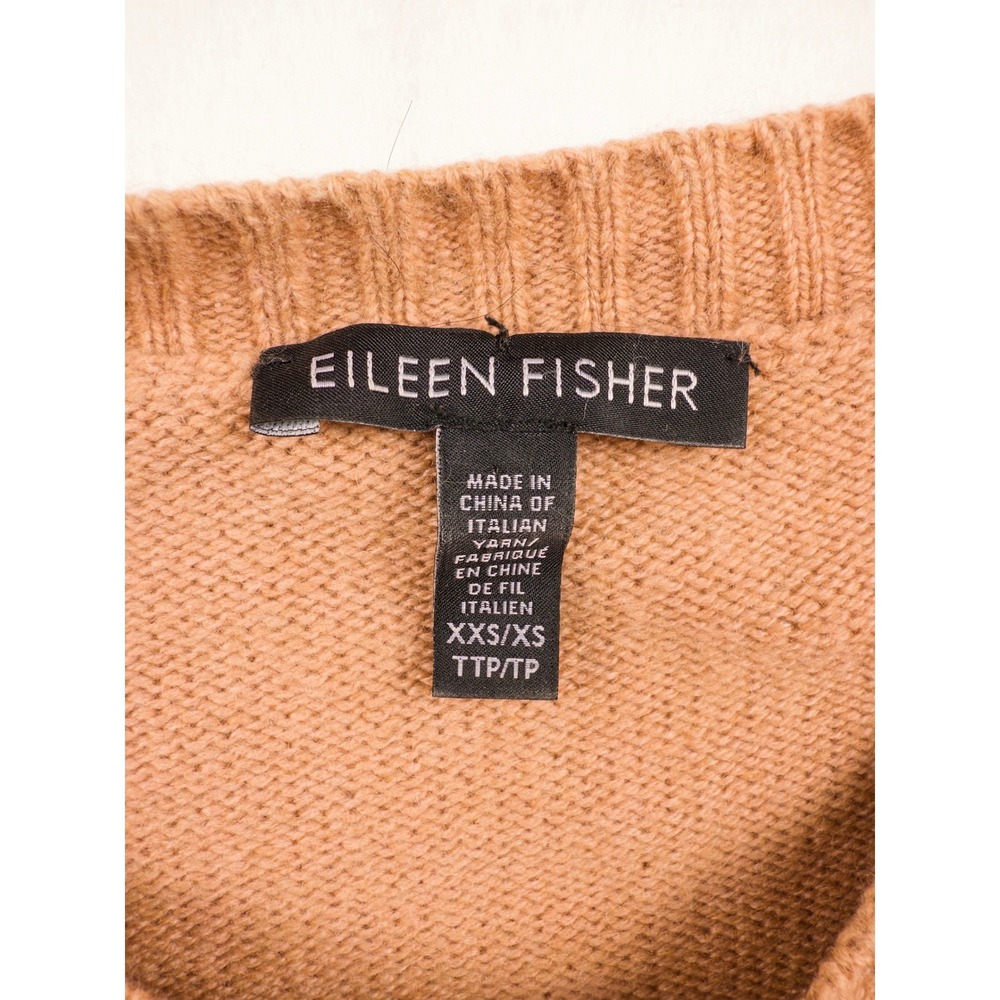 Eileen Fisher Camel Cashmere Merino Wool Oversized High Low Sweater XXS XS - Picture 3 of 6